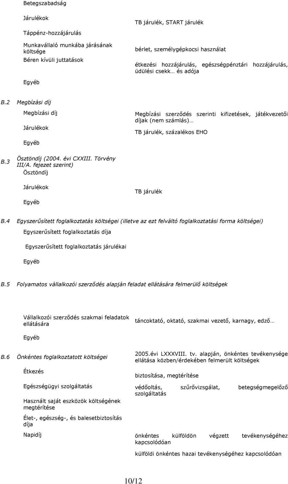 3 Ösztöndíj (2004. évi CXXIII. Törvény III/A. fejezet szerint) Ösztöndíj Járulékok TB járulék B.