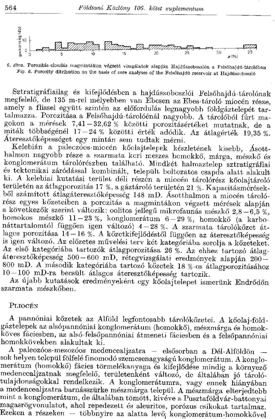 Porosity attribution on the basis of core analyses of the Felsöhajdú reservoir at Hajdúszoboszló Sztratigráfiailag és kifejlődésben a hajdúszoboszlói Felsőhajdú-tárolónak megfelelő, de 135 m-rel