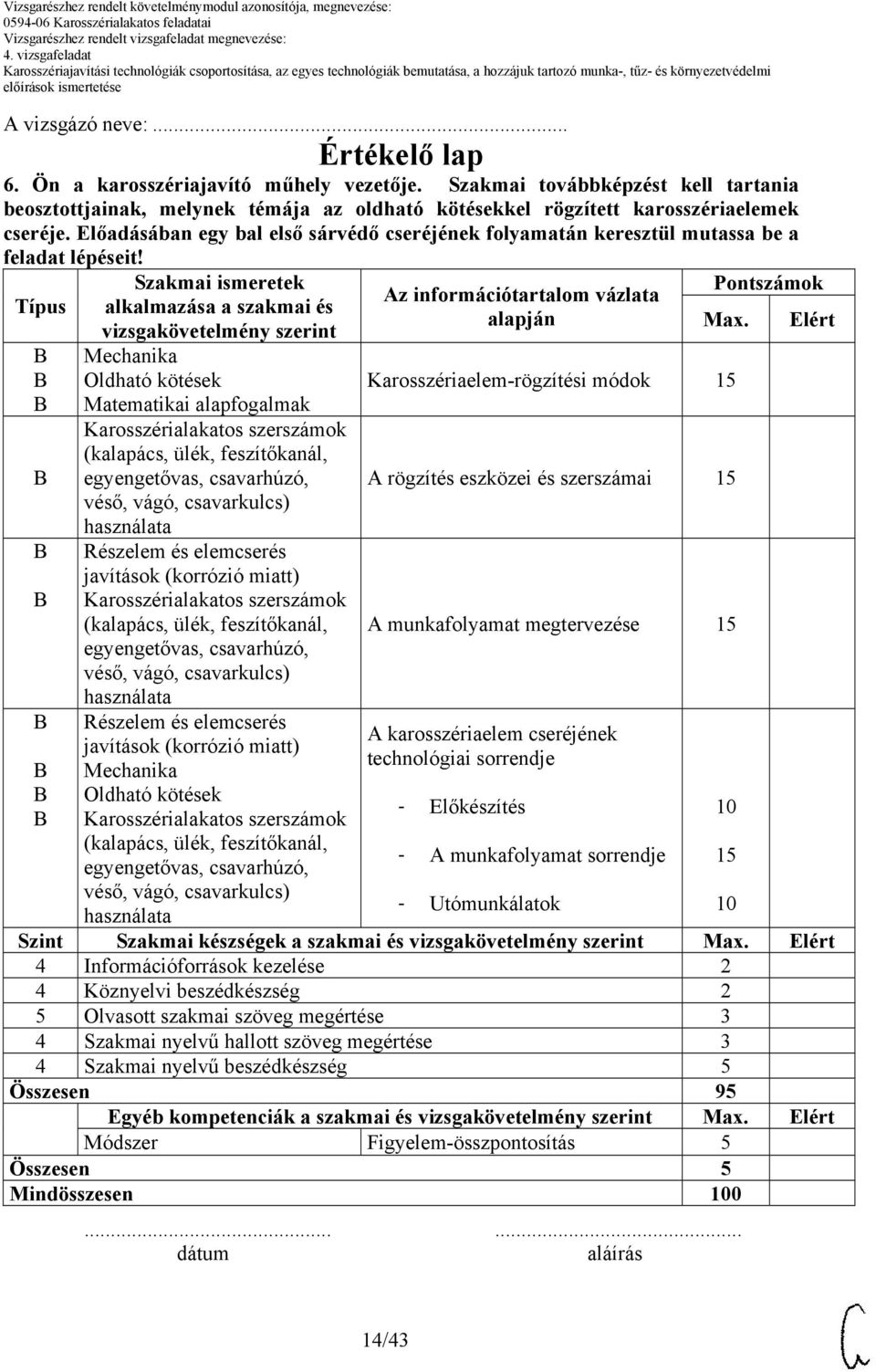 Előadásában egy bal első sárvédő cseréjének folyamatán keresztül mutassa be a feladat lépéseit!