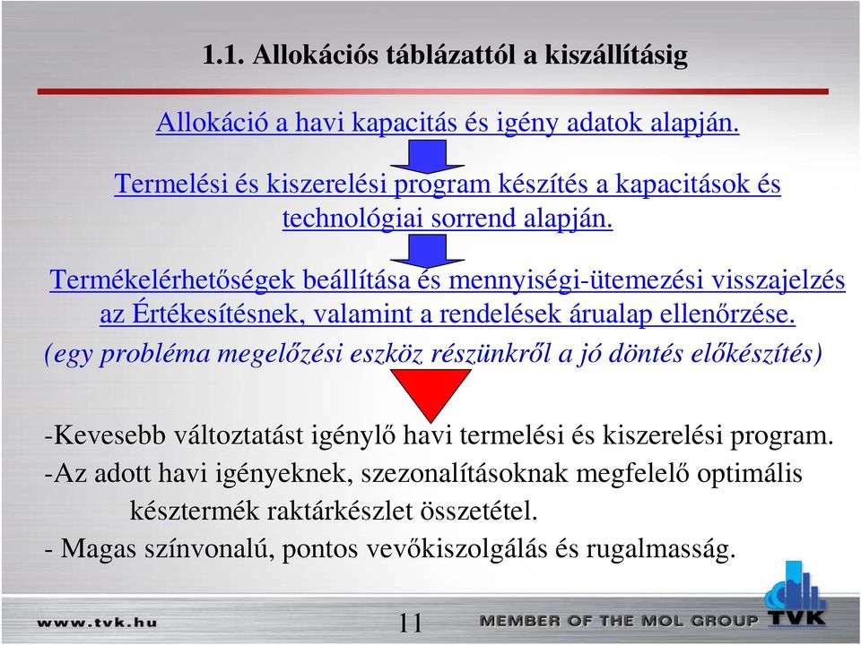 Termékelérhetőségek beállítása és mennyiségi-ütemezési visszajelzés az Értékesítésnek, valamint a rendelések árualap ellenőrzése.