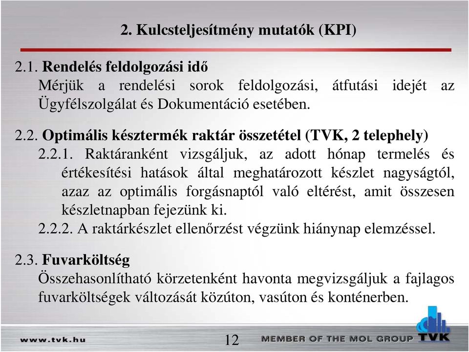 2. Optimális késztermék raktár összetétel (TVK, 2 telephely) 2.2.1.