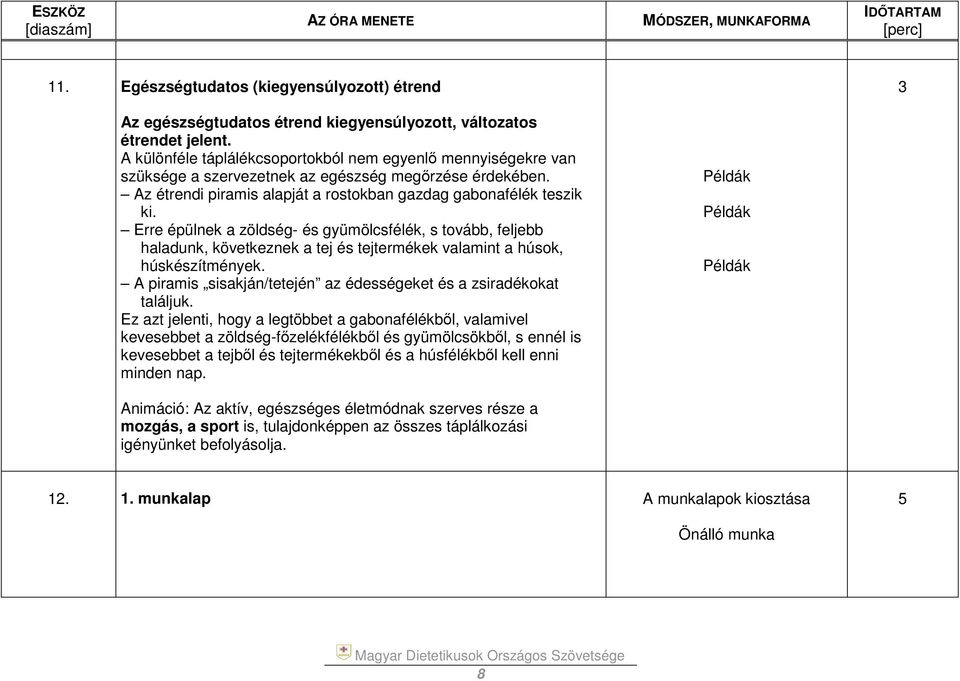 Erre épülnek a zöldség- és gyümölcsfélék, s tovább, feljebb haladunk, következnek a tej és tejtermékek valamint a húsok, húskészítmények.