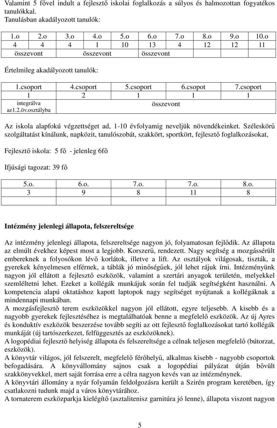 osztályba Az iskola alapfokú végzettséget ad, 1-10 évfolyamig neveljük növendékeinket.