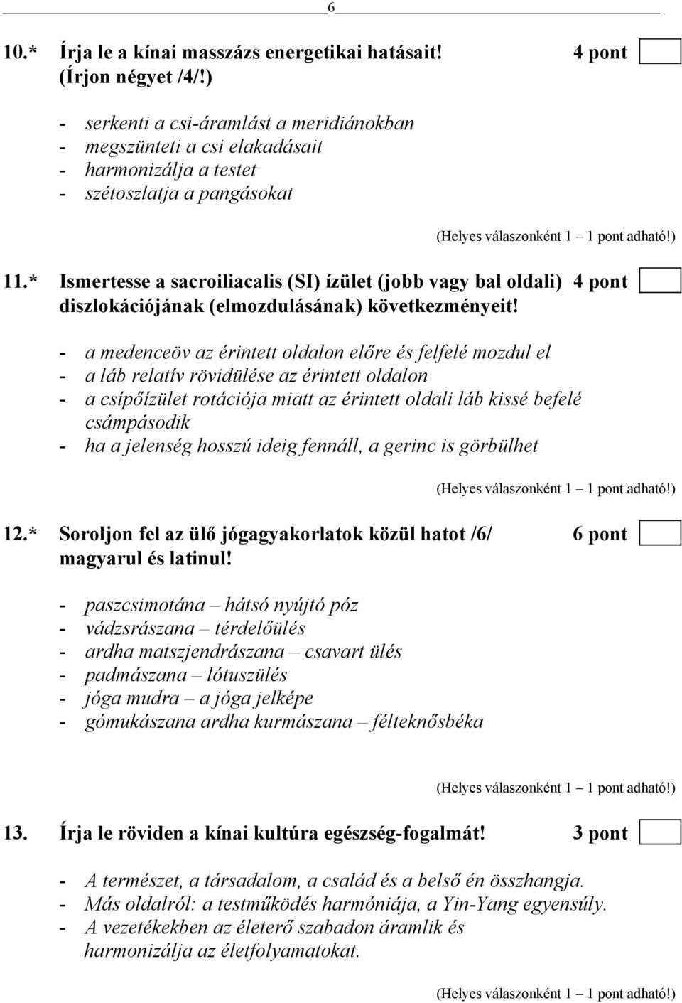 * Ismertesse a sacroiliacalis (SI) ízület (jobb vagy bal oldali) 4 pont diszlokációjának (elmozdulásának) következményeit!