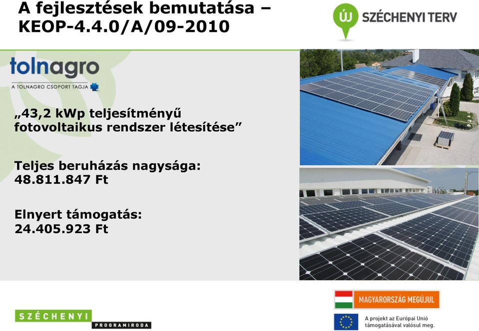 fotovoltaikus rendszer létesítése