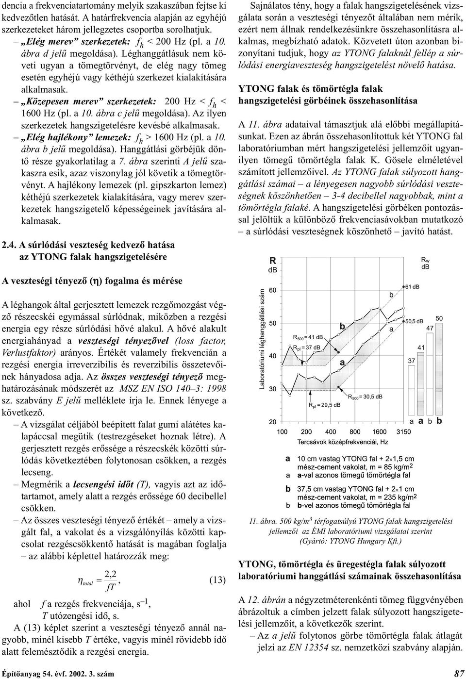 Léghanggátlásuk nem követi ugyan a tömegtörvényt, de elég nagy tömeg esetén egyhéjú vagy kéthéjú szerkezet kialakítására alkalmasak. Közepesen merev szerkezetek: 200 Hz < f h < 1600 Hz (pl. a 10.