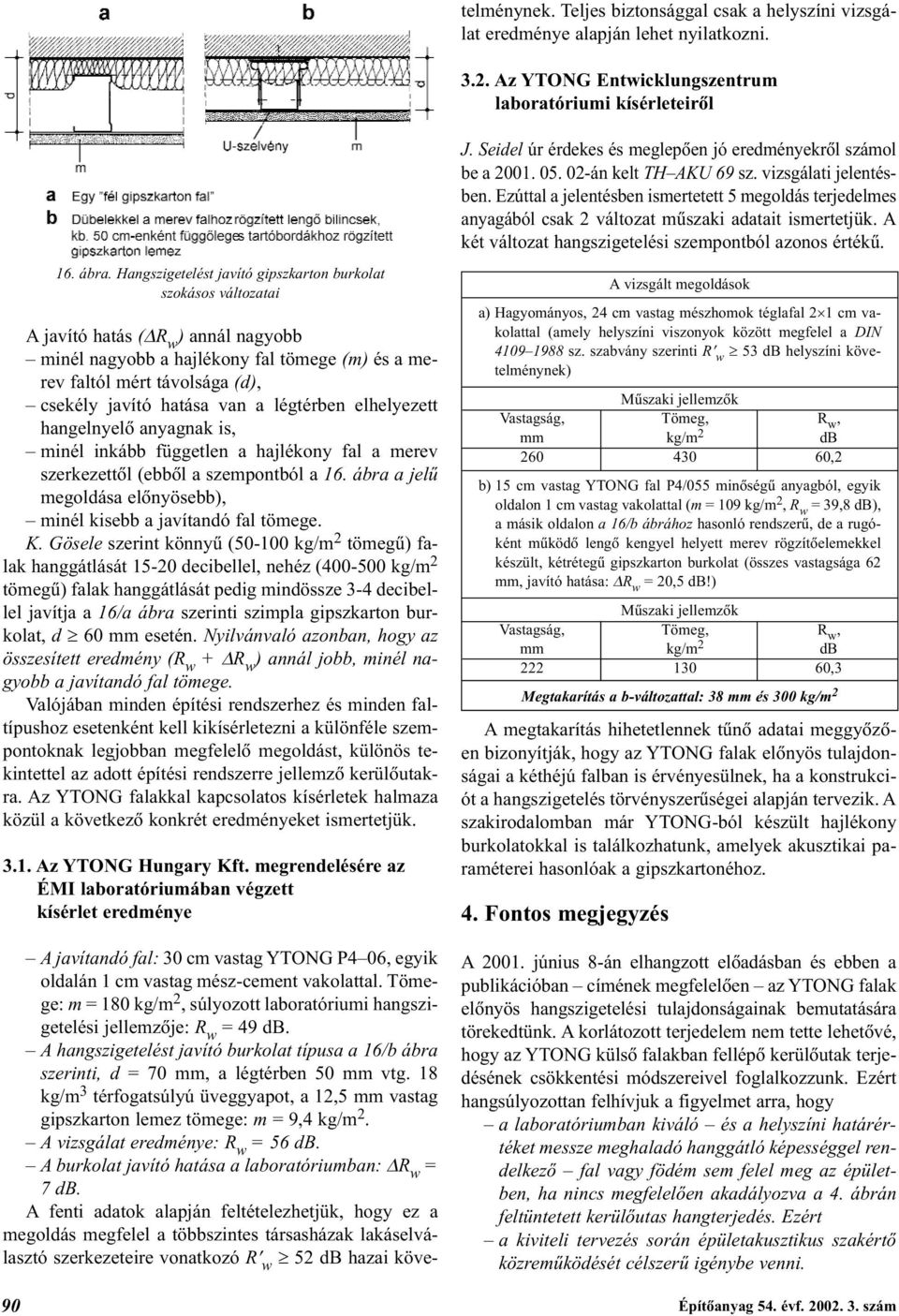 A vizsgálat eredménye: R w = 56 db. A burkolat javító hatása a laboratóriumban: DR w = 7 db.