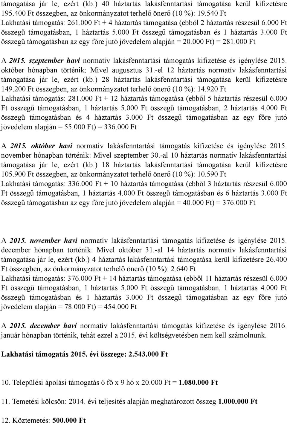 000 Ft összegű támogatásban az egy főre jutó jövedelem alapján = 20.000 Ft) = 281.000 Ft A 2015. szeptember havi normatív lakásfenntartási támogatás kifizetése és igénylése 2015.