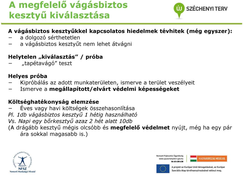 Ismerve a megállapított/elvárt védelmi képességeket Költséghatékonyság elemzése Éves vagy havi költségek összehasonlítása Pl.