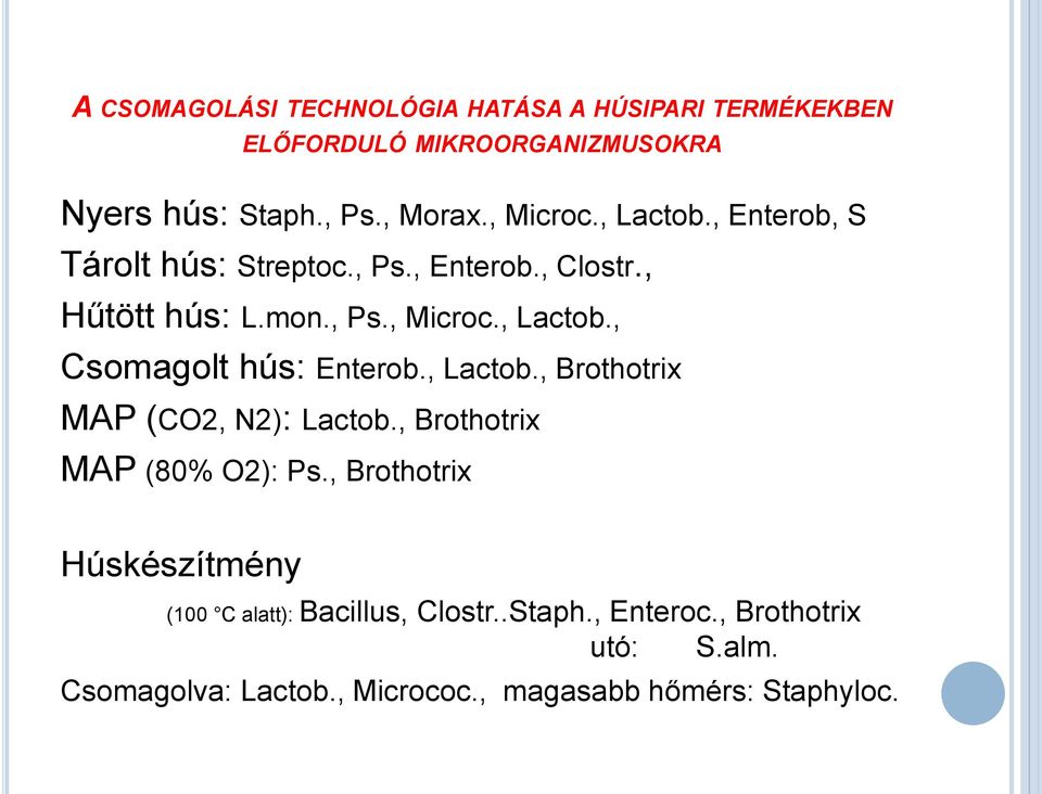 , Lactob., Brothotrix MAP (CO2, N2): Lactob., Brothotrix MAP (80% O2): Ps.