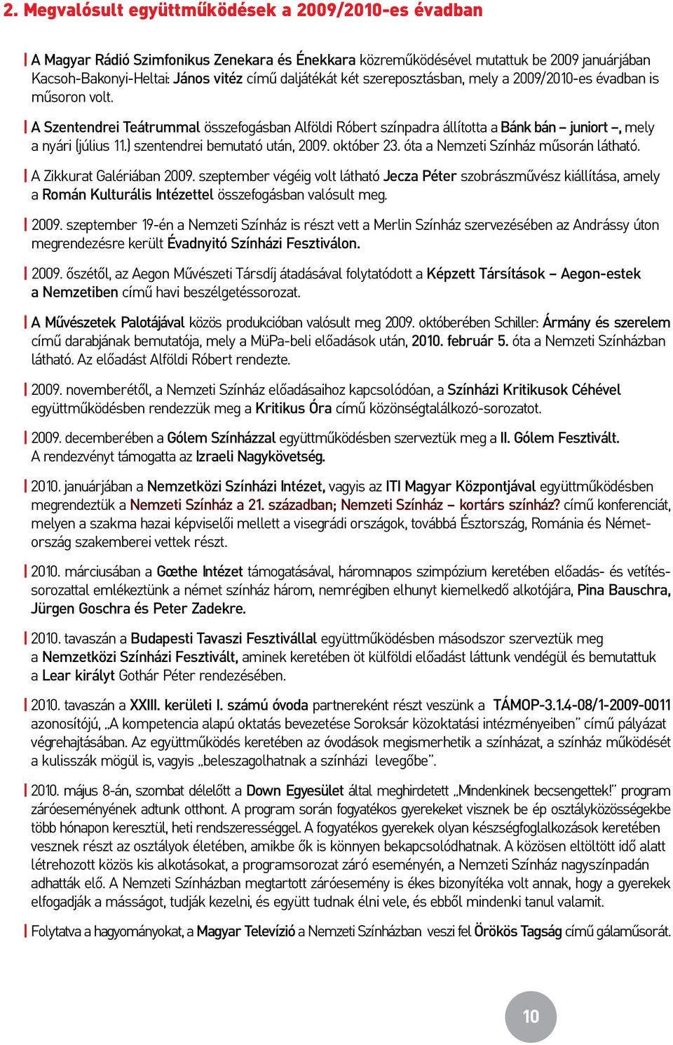 ) szentendrei bemutató után, 2009. október 23. óta a Nemzeti Színház műsorán látható. A Zikkurat Galériában 2009.