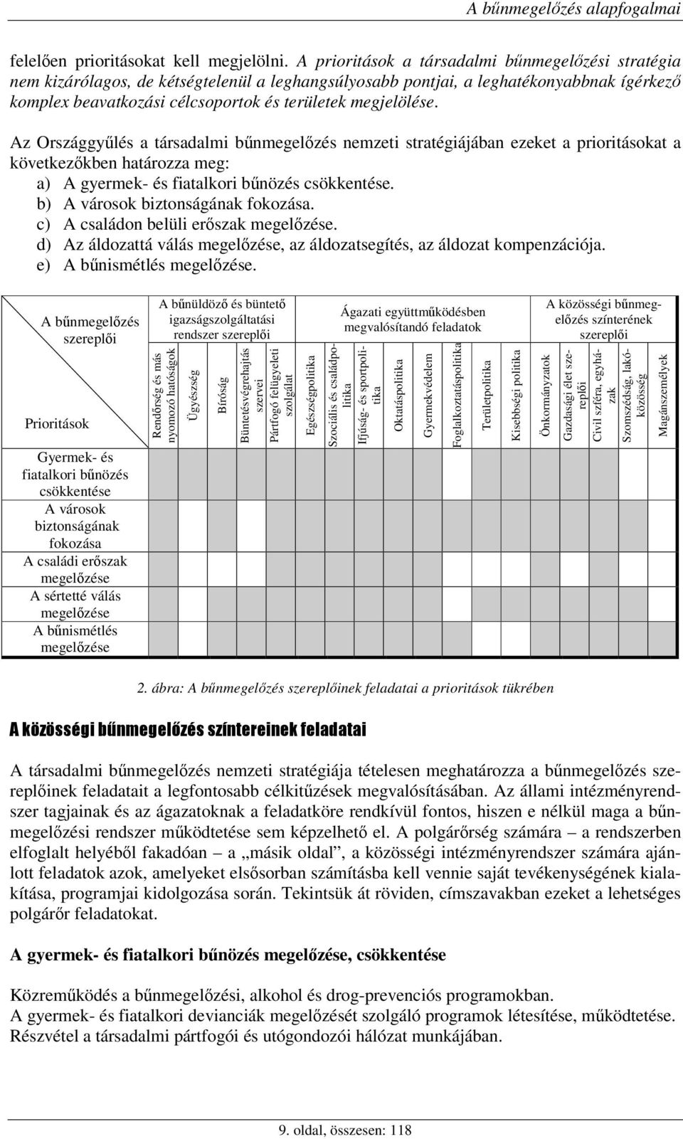 Az Országgylés a társadalmi bnmegelzés nemzeti stratégiájában ezeket a prioritásokat a következkben határozza meg: a) A gyermek- és fiatalkori bnözés csökkentése. b) A városok biztonságának fokozása.