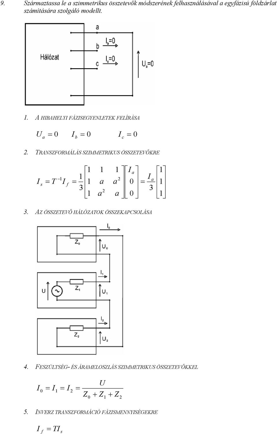 TRANSZFORMÁLÁS SZMMETRKS ÖSSZETEVŐKRE a a T s f a a 0 3 3 a a 0 3.