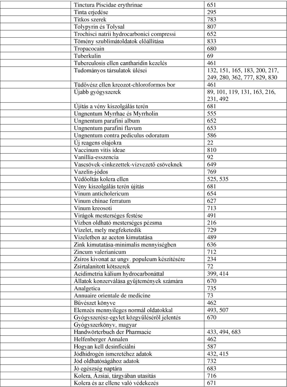 gyógyszerek 89, 101, 119, 131, 163, 216, 231, 492 Újítás a vény kiszolgálás terén 681 Ungnentum Myrrhae és Myrrholin 555 Ungnentum parafini album 652 Ungnentum parafini flavum 653 Ungnentum contra