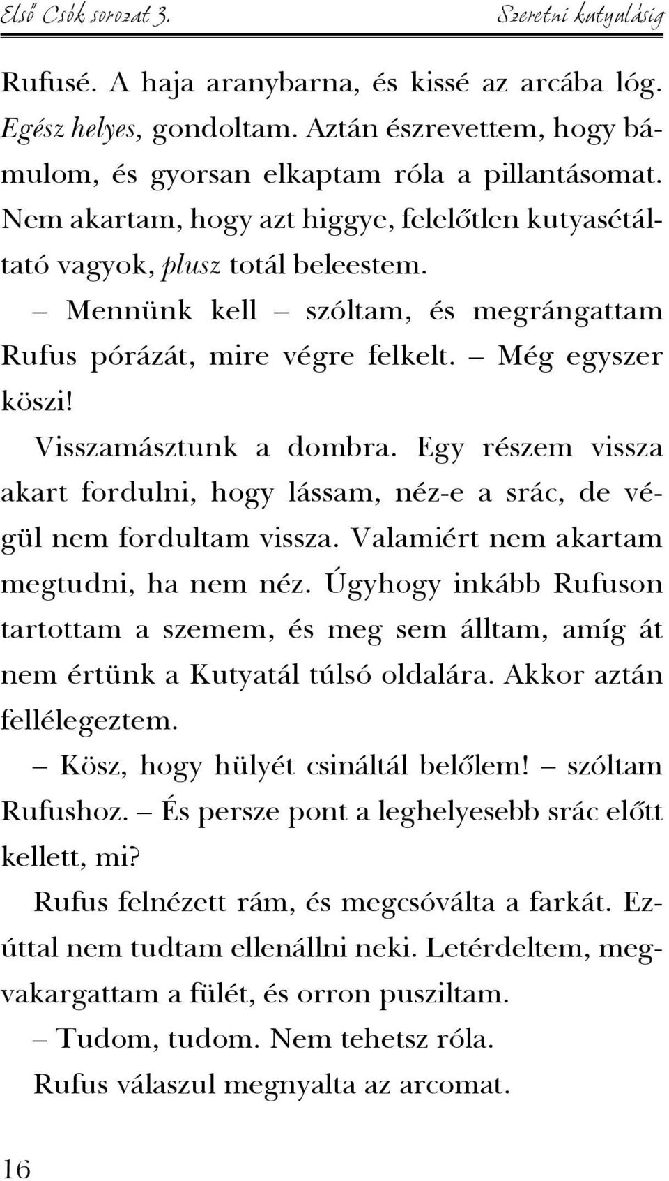 Visszamásztunk a dombra. Egy részem vissza akart fordulni, hogy lássam, néz-e a srác, de végül nem fordultam vissza. Valamiért nem akartam megtudni, ha nem néz.