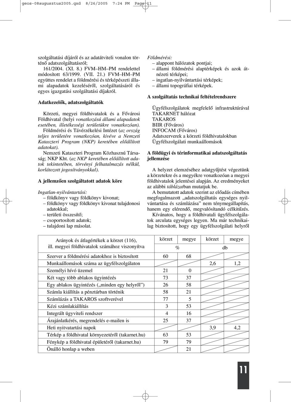 Adatkezelõk, adatszolgáltatók Körzeti, megyei földhivatalok és a Fõvárosi Földhivatal (helyi vonatkozású állami alapadatok esetében, illetékességi területükre vonatkozóan).