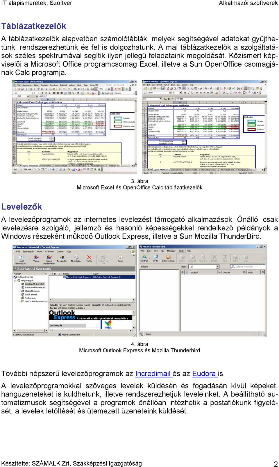 Közismert képviselői a Microsoft Office programcsomag Excel, illetve a Sun OpenOffice csomagjának Calc programja. 3.