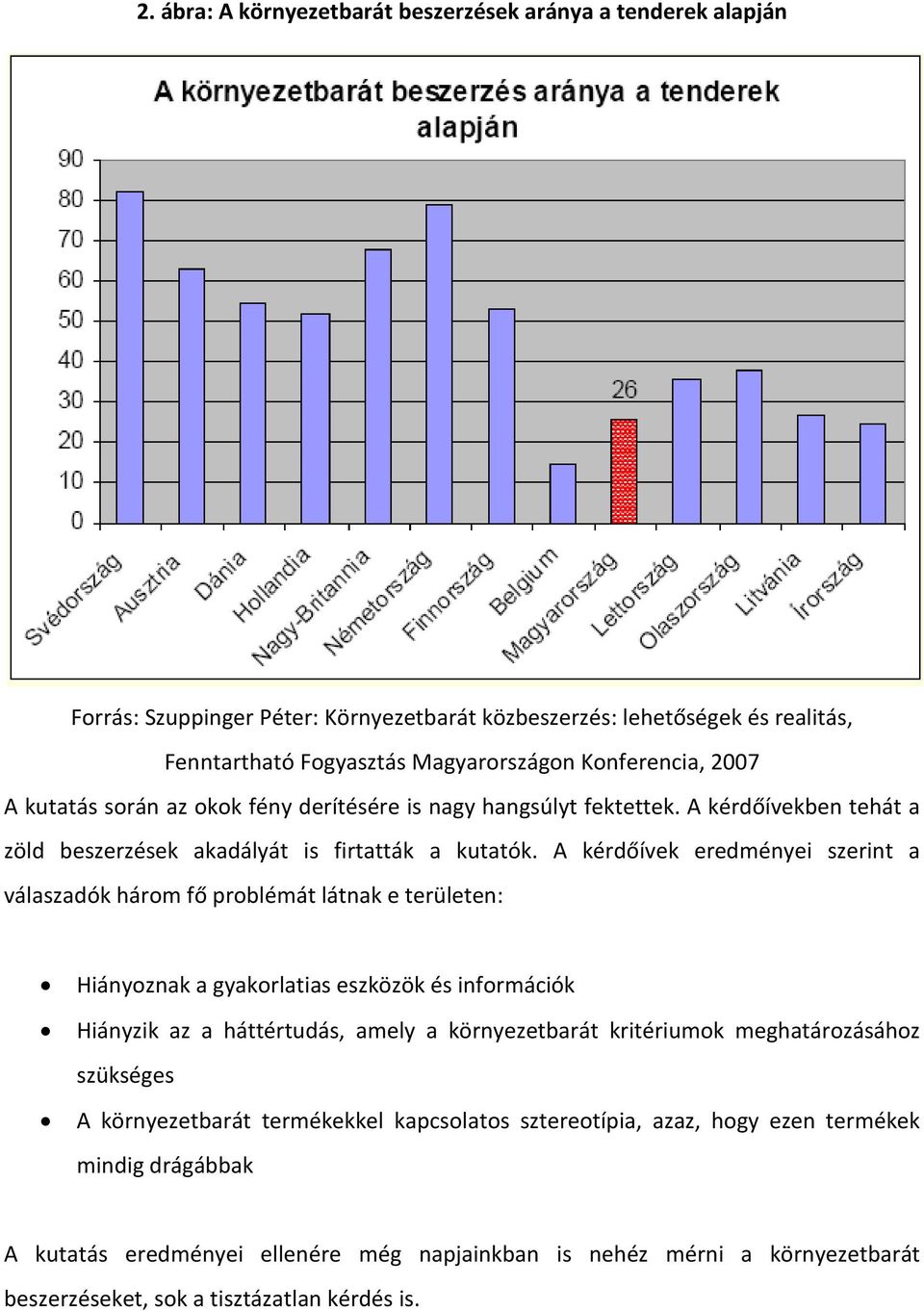 A kérdőívek eredményei szerint a válaszadók három fő problémát látnak e területen: Hiányoznak a gyakorlatias eszközök és információk Hiányzik az a háttértudás, amely a környezetbarát kritériumok