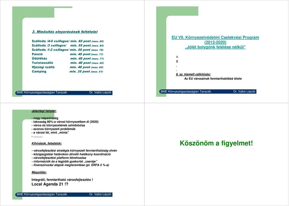 Környezetvédelmi Cselekvési Program (2013-2020) Jólét bolygónk felélése nélkül 1. 2... 8. sz.