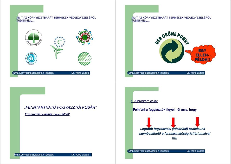 ! FENNTARTHATÓ FOGYASZTÓI I KOSÁR Egy program a német gyakorlatból! 1.