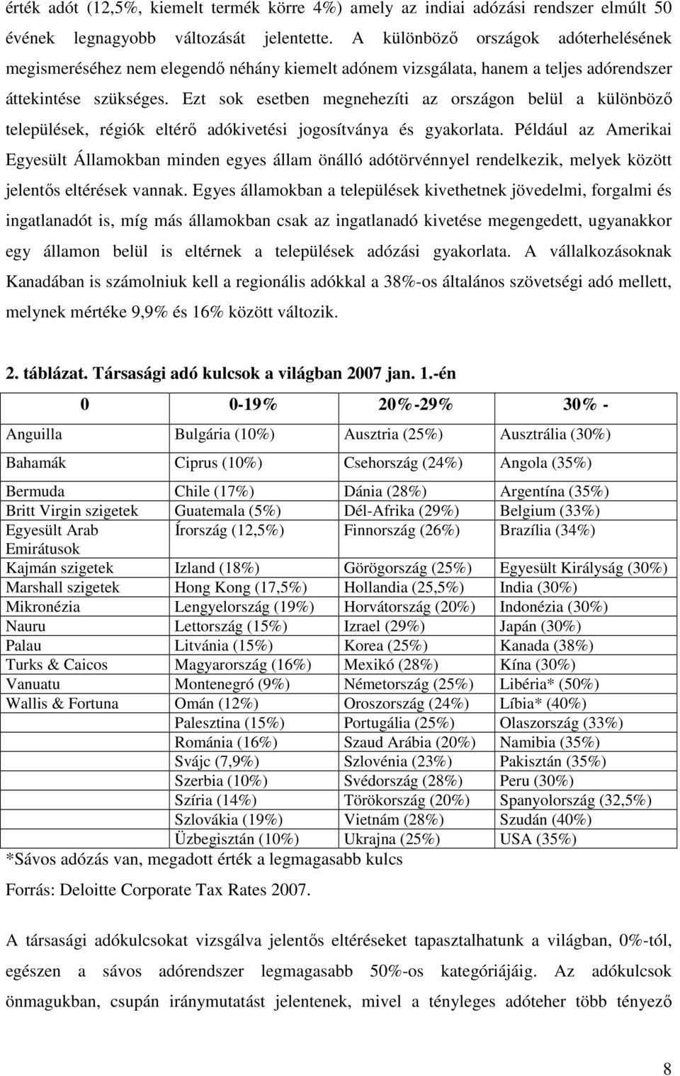 Ezt sok esetben megnehezíti az országon belül a különbözı települések, régiók eltérı adókivetési jogosítványa és gyakorlata.