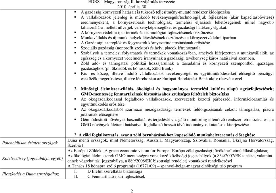 A környezetvédelmi ipar termék és technológiai fejlesztésének ösztönzése Munkavállalás és új munkahelyek létesítésének ösztönzése a környezetvédelmi iparban A Gazdasági szereplők és fogyasztók