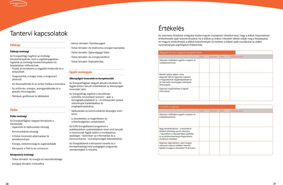 áramgazdálkodás és a globális felmelegedés Térképek, grafikonok és táblázatok érettségi Az EnergiaVilágban tárgyalt témakörök a következők: Gyakorlati és tájékozódási készség Kommunikációs készség A