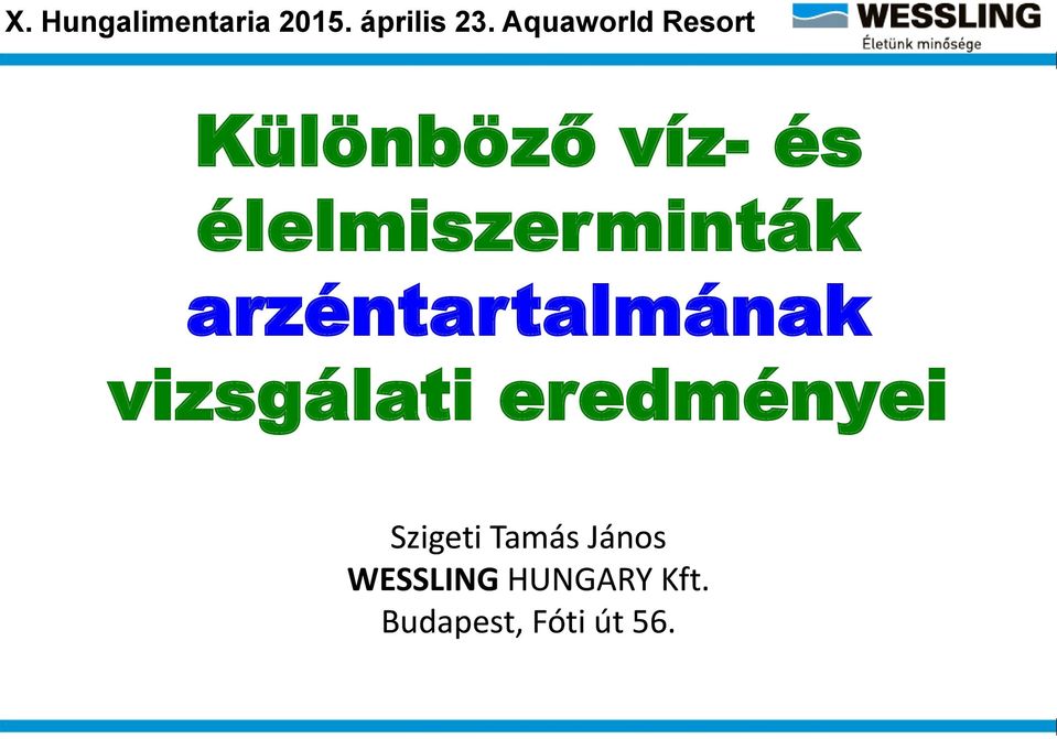 élelmiszerminták arzéntartalmának vizsgálati