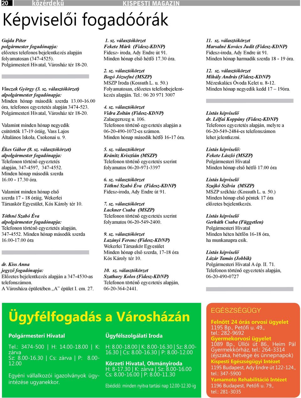 Valamint minden hónap negyedik csütörtök 17-19 óráig, Vass Lajos Általános Iskola, Csokonai u. 9. Ékes Gábor (8. sz.