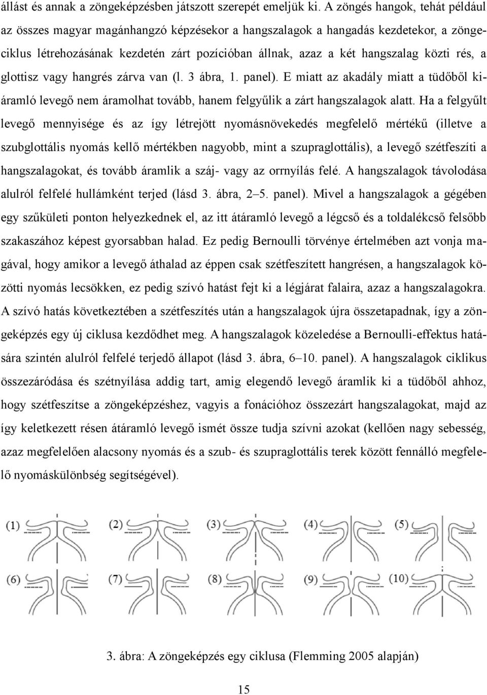 rés, a glottisz vagy hangrés zárva van (l. 3 ábra, 1. panel). E miatt az akadály miatt a tüdőből kiáramló levegő nem áramolhat tovább, hanem felgyűlik a zárt hangszalagok alatt.