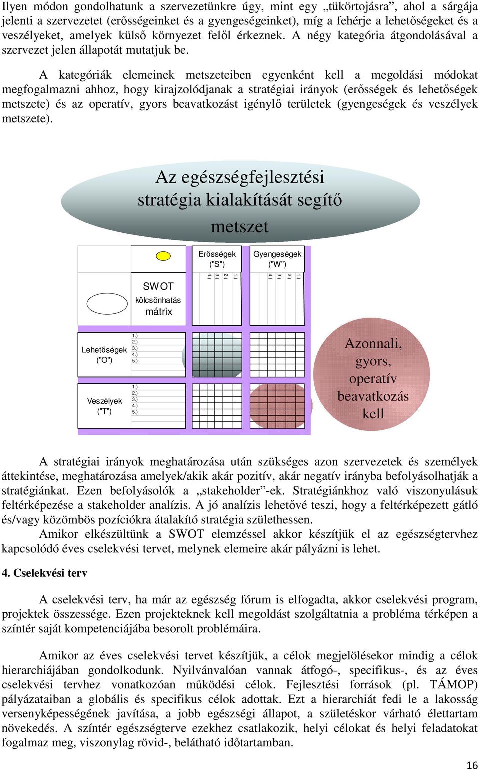 amelyek külsı környezet felıl érkeznek. A négy kategória átgondolásával a szervezet jelen állapotát mutatjuk be.