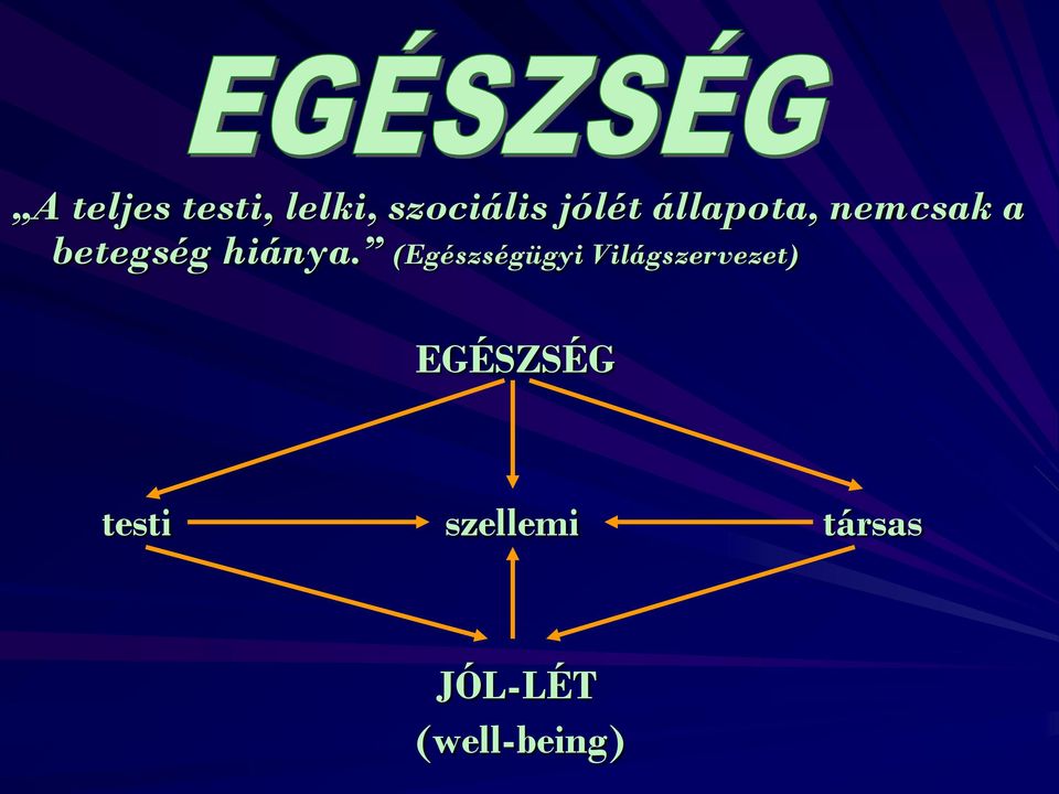 (Egészségügyi Világszervezet) EGÉSZSÉG