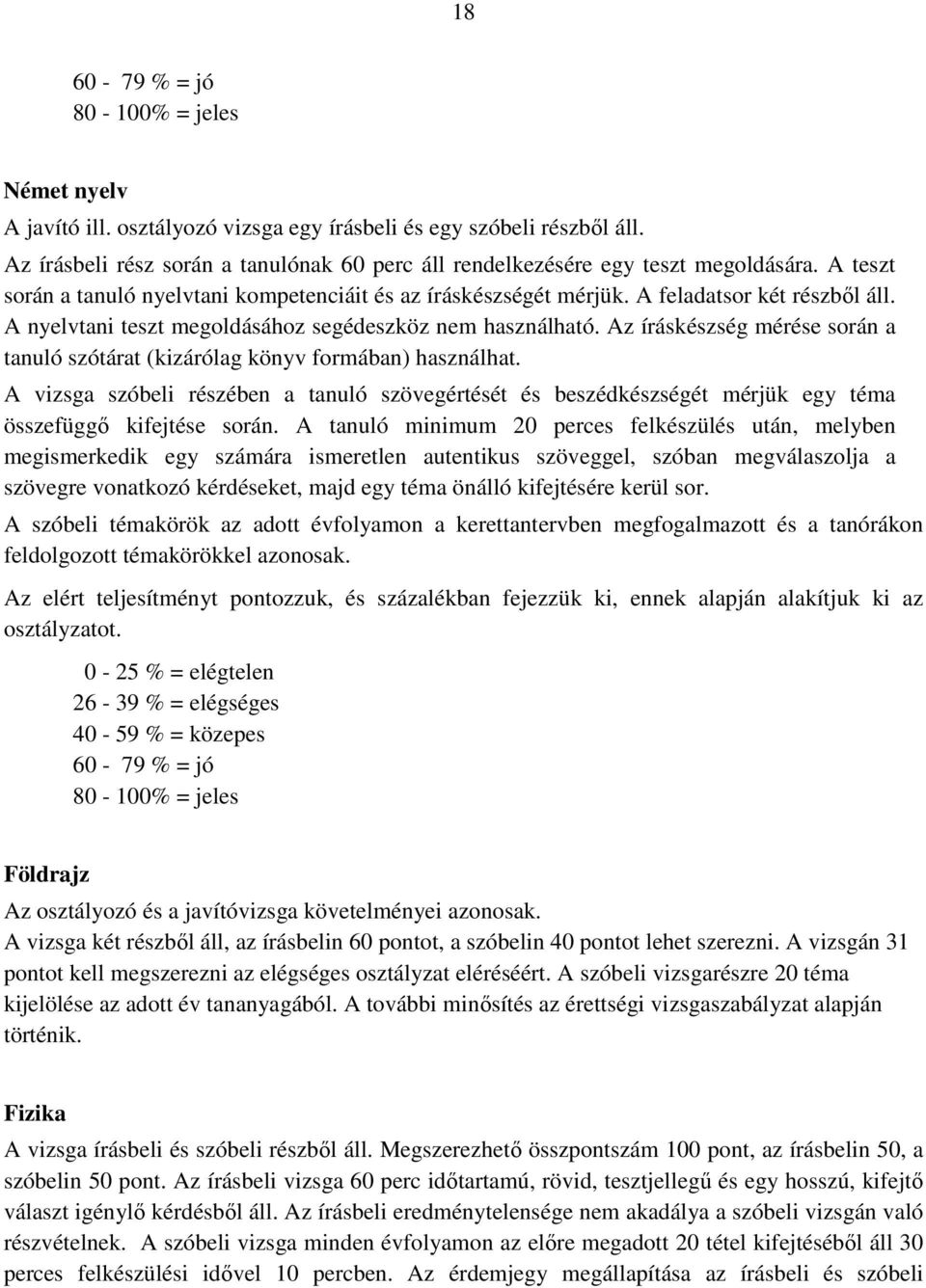 A nyelvtani teszt megoldásához segédeszköz nem használható. Az íráskészség mérése során a tanuló szótárat (kizárólag könyv formában) használhat.