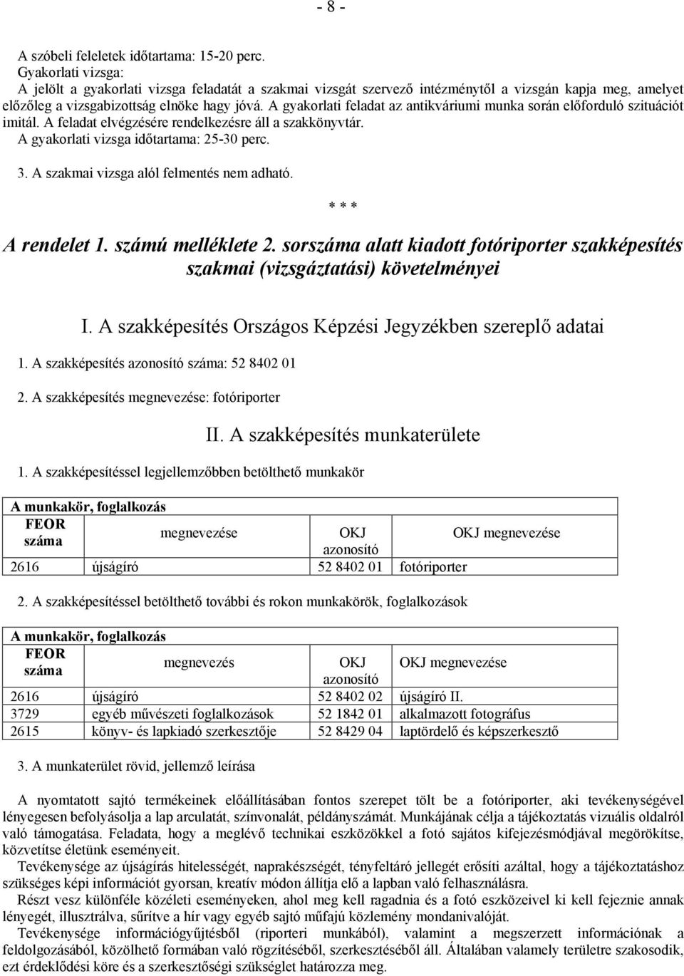 A gyakorlati feladat az antikváriumi munka során előforduló szituációt imitál. A feladat elvégzésére rendelkezésre áll a szakkönyvtár. A gyakorlati vizsga időtartama: 25-30 perc. 3.