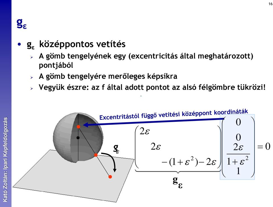 tengelyére merőleges képsíkra Vegyük észre: az f által