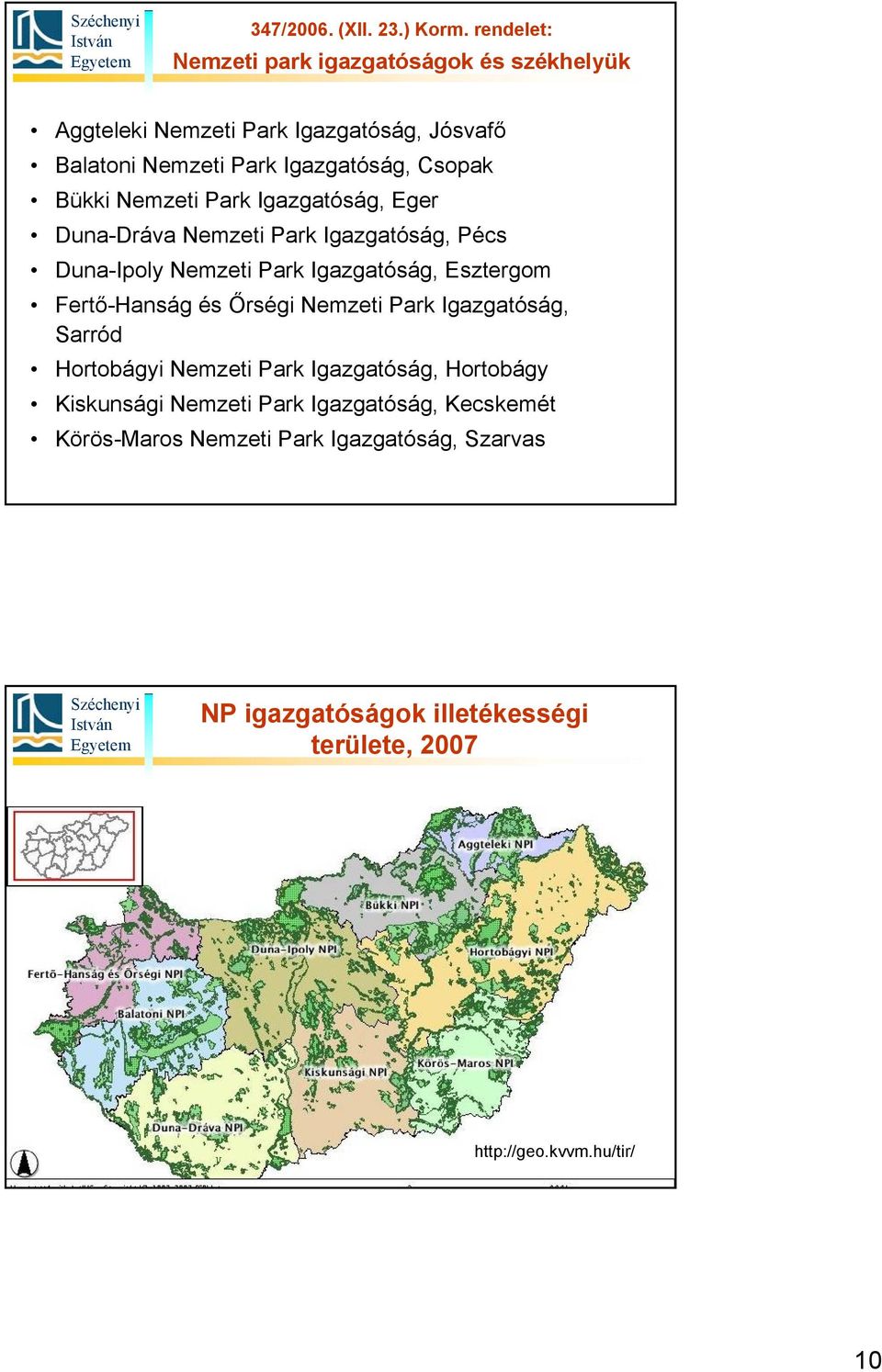 Fertő-Hanság és Őrségi Nemzeti Park Igazgatóság, Sarród Hortobágyi Nemzeti Park Igazgatóság, Hortobágy Kiskunsági Nemzeti Park