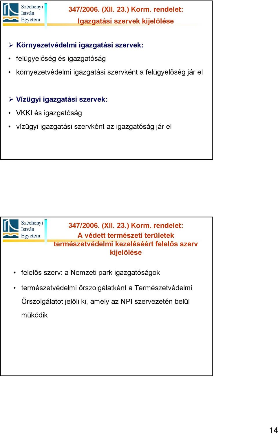 jár el A védett természeti területek természetvédelmi kezeléséért felelős szerv kijelölése felelős szerv: a Nemzeti park