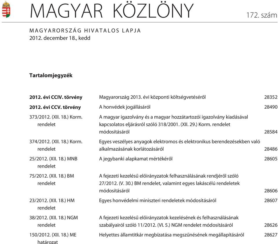 (XII. 8.) ME határozat A magyar igazolvány és a magyar hozzátartozói igazolvány kiadásával kapcsolatos eljárásról szóló 38/00. (XII. 9.) Korm.