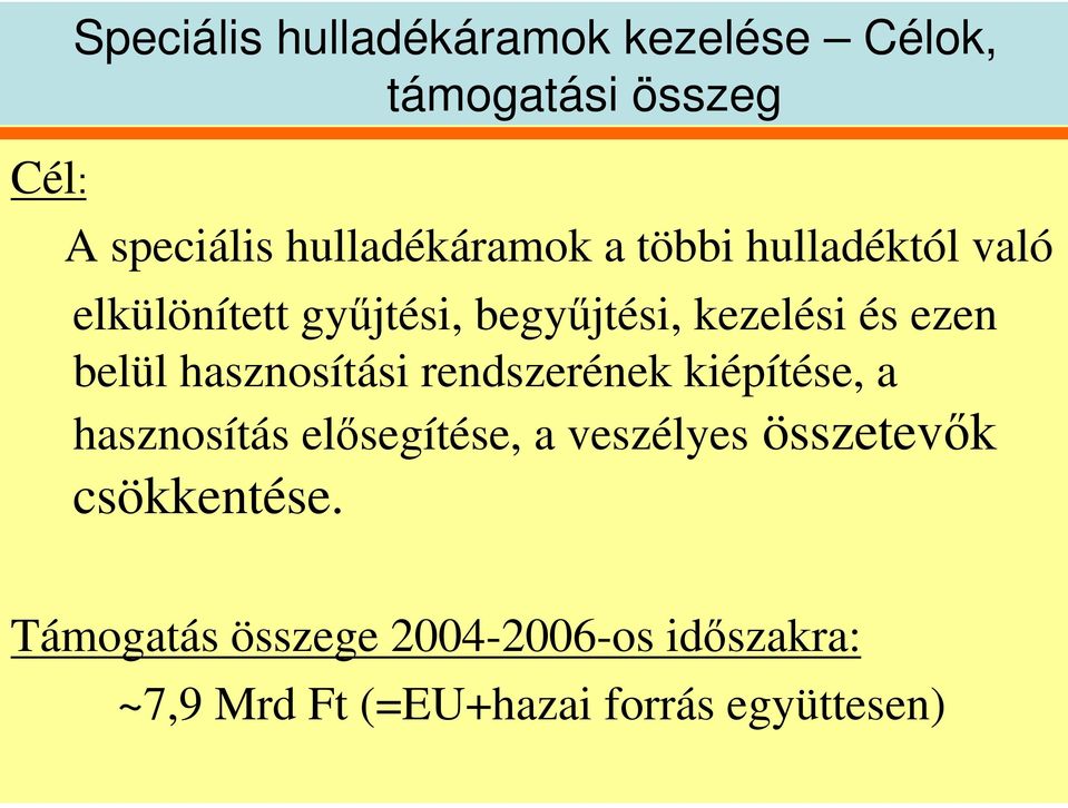 ezen belül hasznosítási rendszerének kiépítése, a hasznosítás elsegítése, a veszélyes