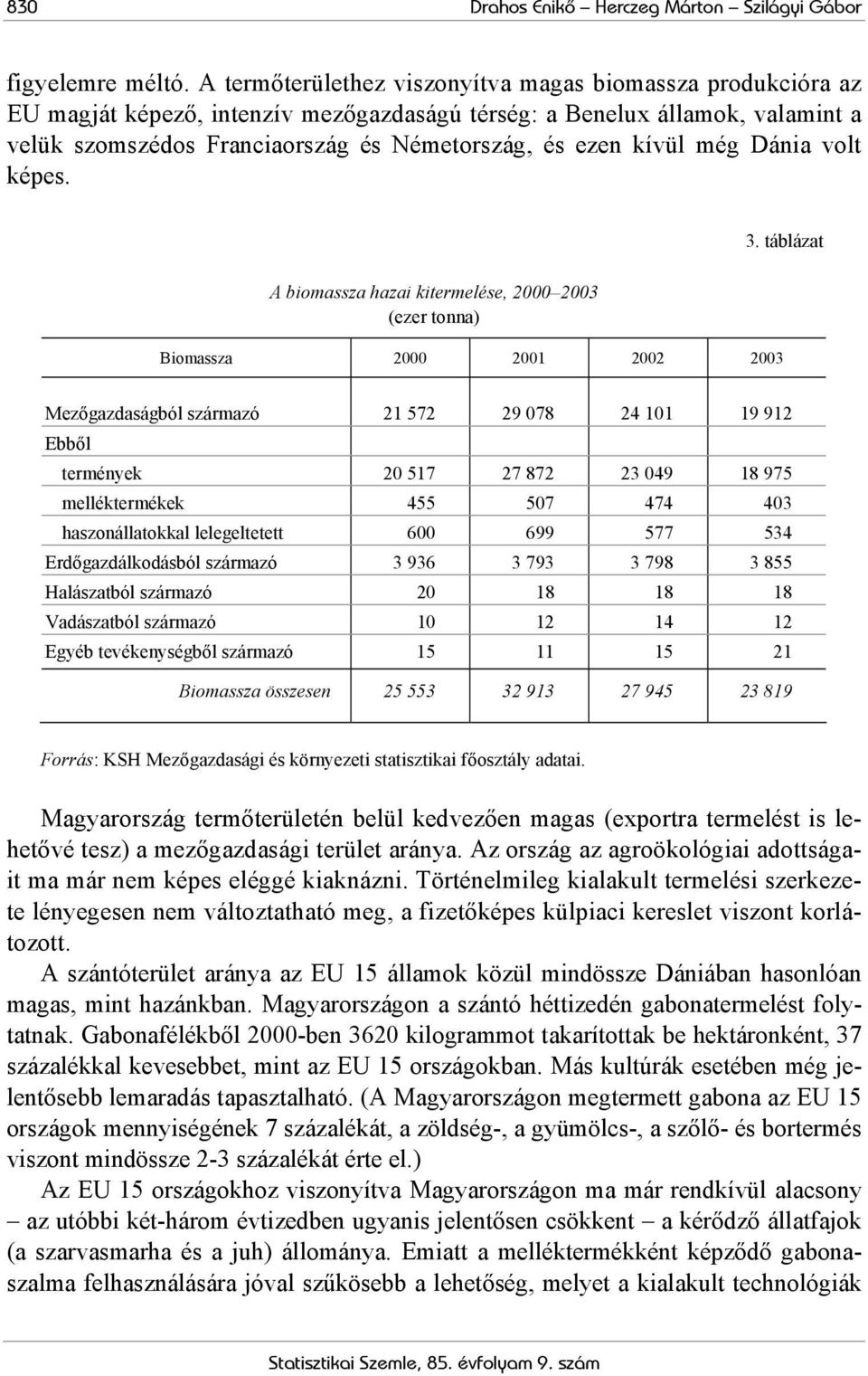 kívül még Dánia volt képes. A biomassza hazai kitermelése, 2000 2003 (ezer tonna) Biomassza 2000 2001 2002 2003 3.