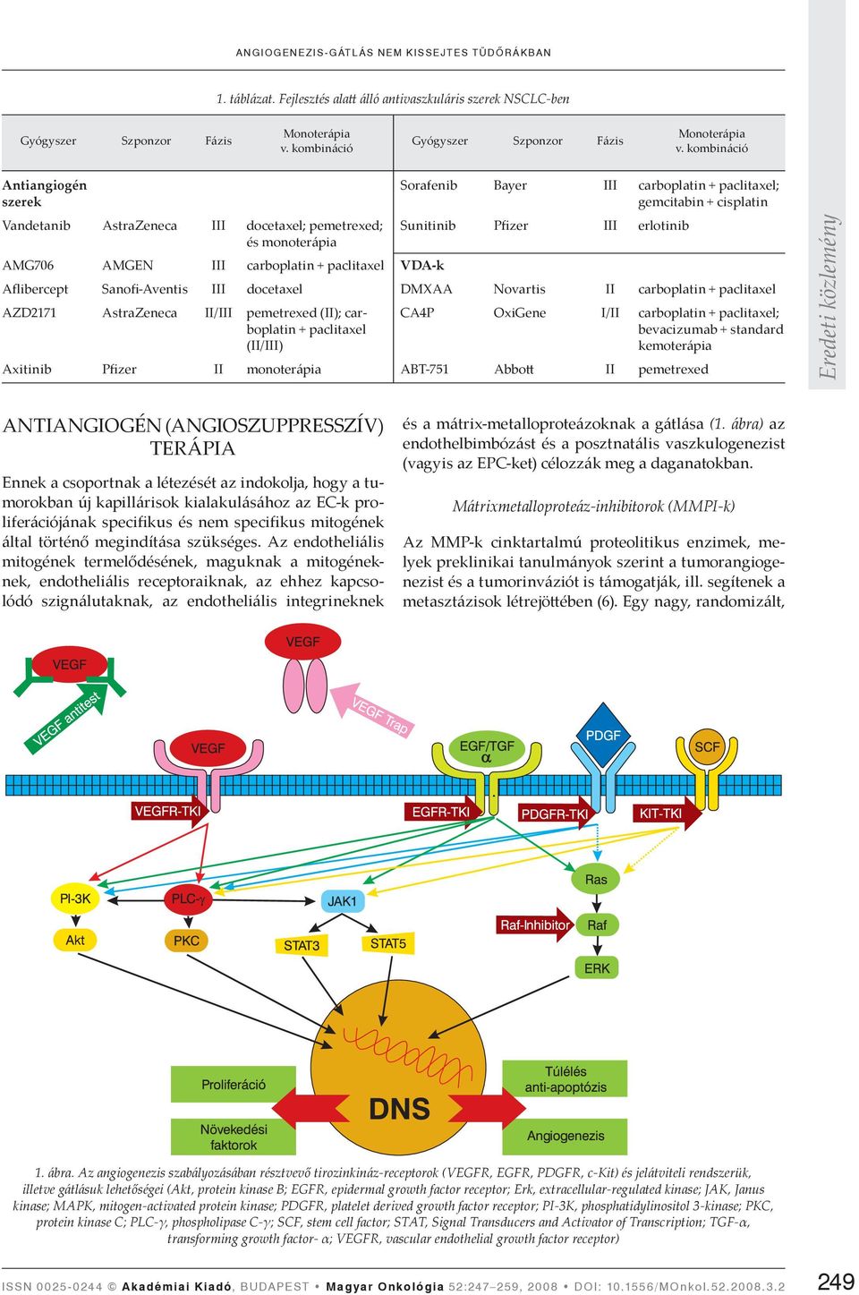 kombináció Antiangiogén szerek Vandetanib AstraZeneca III docetaxel; pemetrexed; és monoterápia Sorafenib Bayer III carboplatin + paclitaxel; gemcitabin + cisplatin Sunitinib Pfizer III erlotinib