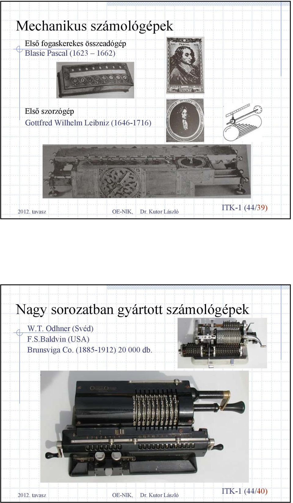 ITK-1 (44/39) Nagy sorozatban gyártott számológépek W.T. Odhner (Svéd) F.