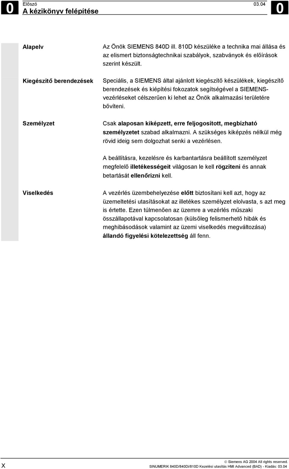 alkalmazási területére bővíteni. Személyzet Csak alaposan kiképzett, erre feljogosított, megbízható személyzetet szabad alkalmazni.