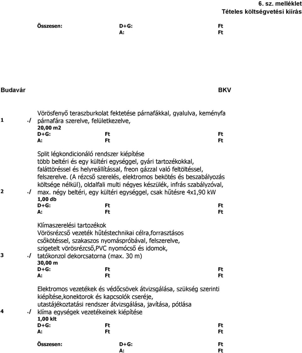 való feltöltéssel, felszerelve. (A rézcső szerelés, elektromos bekötés és beszabályozás költsége nélkül), oldalfali multi négyes készülék, infrás szabályzóval, 2./ max.