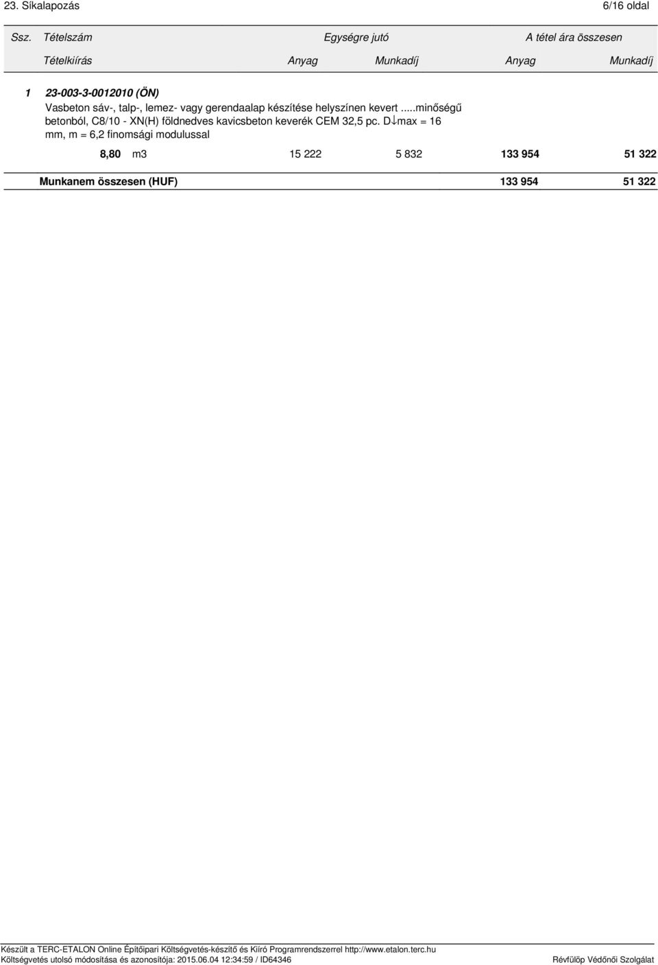 ..minőségű betonból, C8/10 - XN(H) földnedves kavicsbeton keverék CEM 32,5 pc.