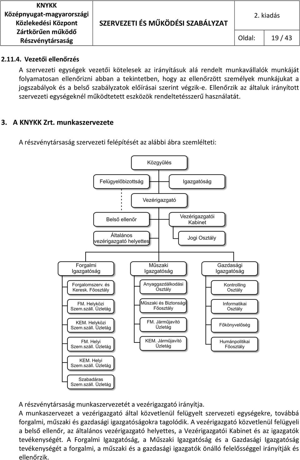 Vezetői ellenőrzés A szervezeti egységek vezetői kötelesek az irányításuk alá rendelt munkavállalók munkáját folyamatosan ellenőrizni abban a tekintetben, hogy az ellenőrzött személyek munkájukat a