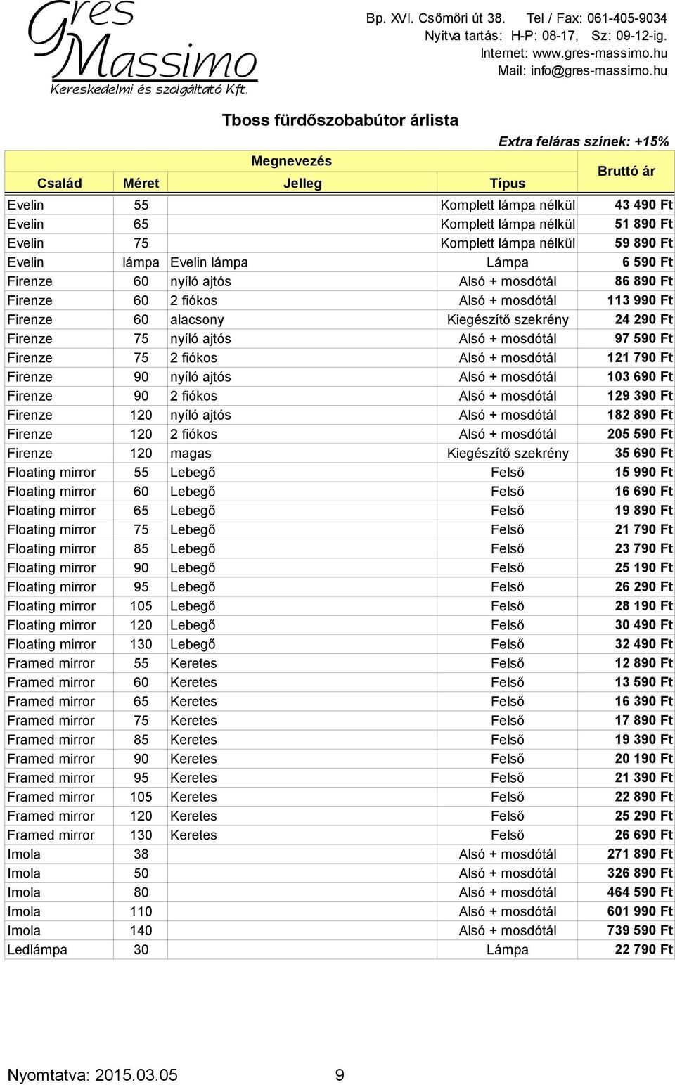 mosdótál 121 790 Ft Firenze 90 nyíló ajtós Alsó + mosdótál 103 690 Ft Firenze 90 2 fiókos Alsó + mosdótál 129 390 Ft Firenze 120 nyíló ajtós Alsó + mosdótál 182 890 Ft Firenze 120 2 fiókos Alsó +