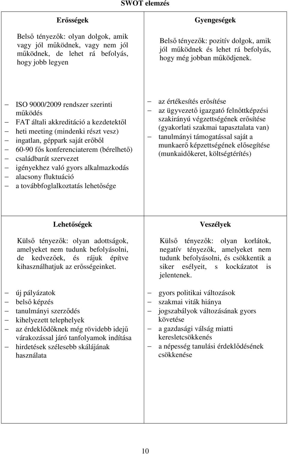 ISO 9000/2009 rendszer szerinti működés FAT általi akkreditáció a kezdetektől heti meeting (mindenki részt vesz) ingatlan, géppark saját erőből 60-90 fős konferenciaterem (bérelhető) családbarát