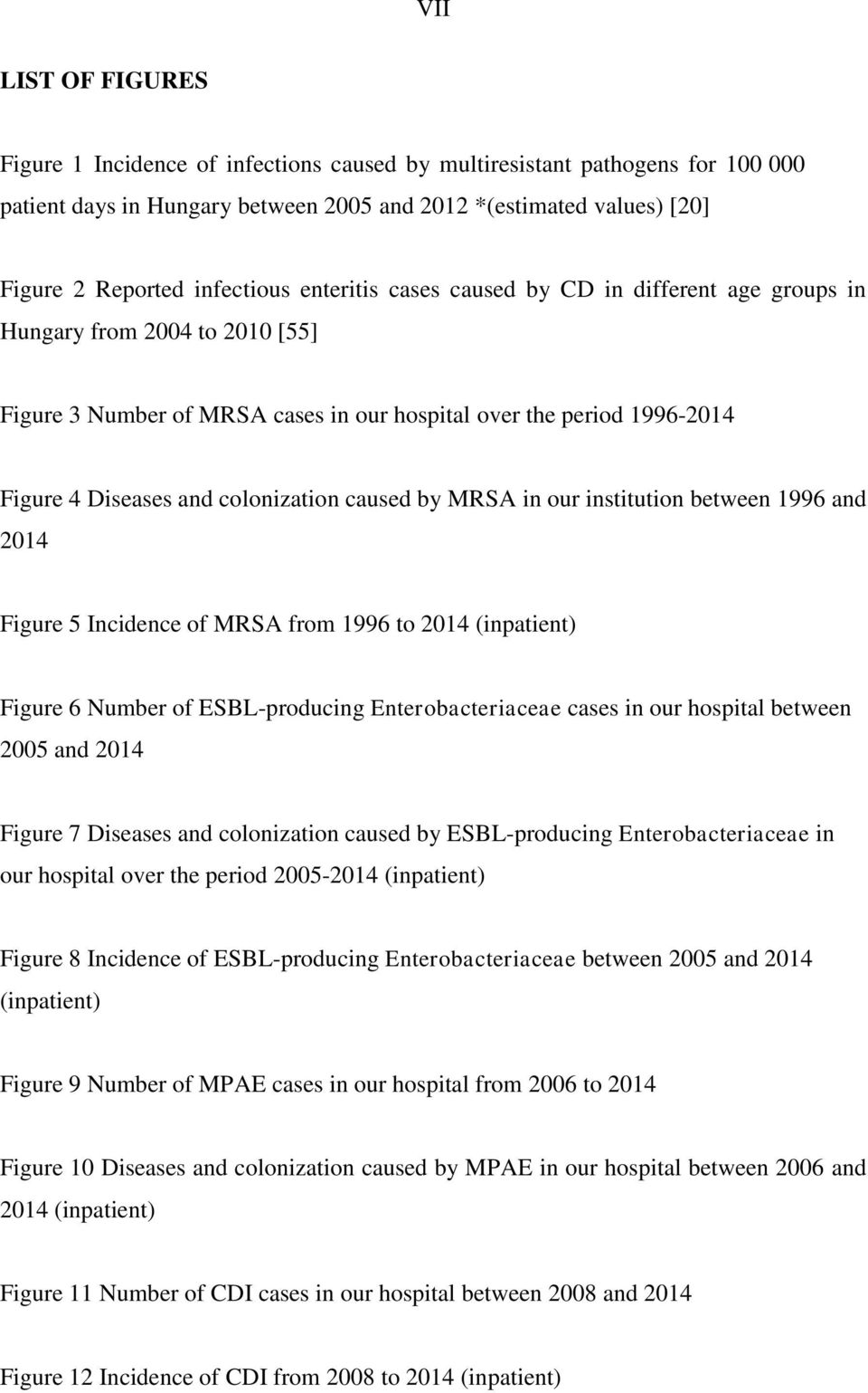 caused by MRSA in our institution between 1996 and 2014 Figure 5 Incidence of MRSA from 1996 to 2014 (inpatient) Figure 6 Number of ESBL-producing Enterobacteriaceae cases in our hospital between