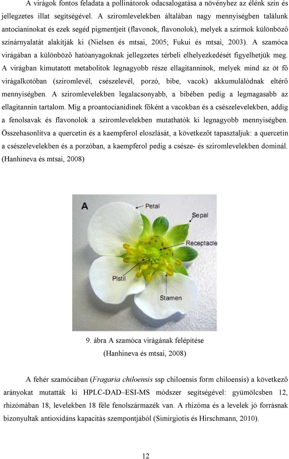 2005; Fukui és mtsai, 2003). A szamóca virágában a különböző hatóanyagoknak jellegzetes térbeli elhelyezkedését figyelhetjük meg.